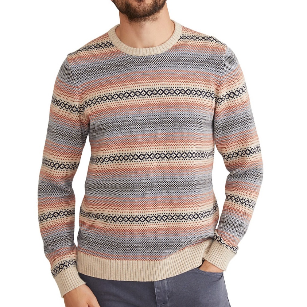 NWT Marine Layer Reed Jacquard Crew Sweater Multi Stripe Size Men’s Small
